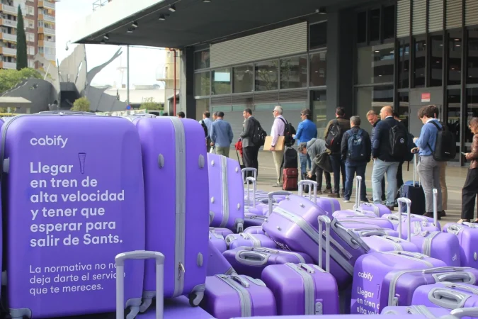 Manifestación de Cabify en Sants. Fuente: Cabify
