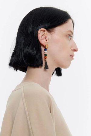 PENDIENTES PIEDRAS Y CORAZONES DORADOS