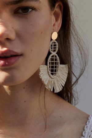PENDIENTES RAFIA RAQUETA