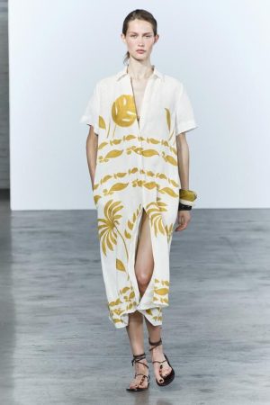 VESTIDO CAMISERO MEZCLA LINO ZW COLLECTION