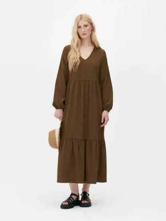 Vestido de manga larga con textura