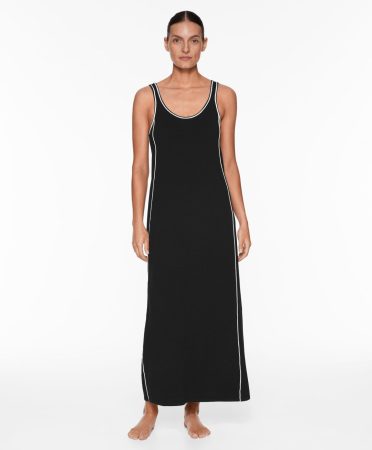 Vestido largo piping punto