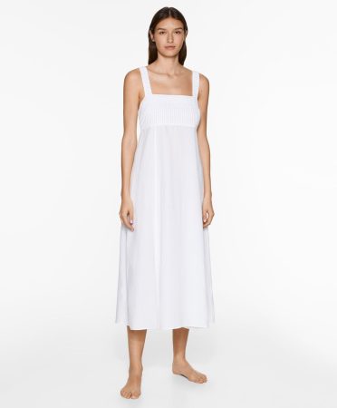 Vestido largo tirantes crochet con lino