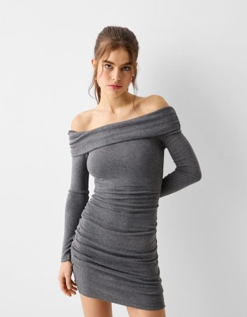 Vestido manga larga mini bandeau punto