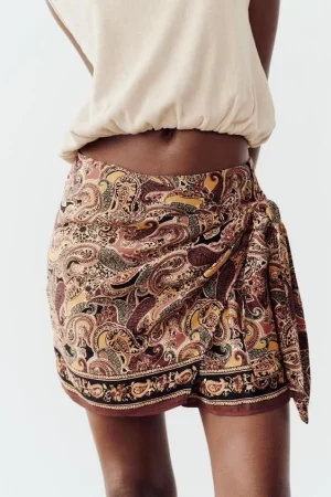 FALDA PANTALÓN ESTAMPADA NUDO