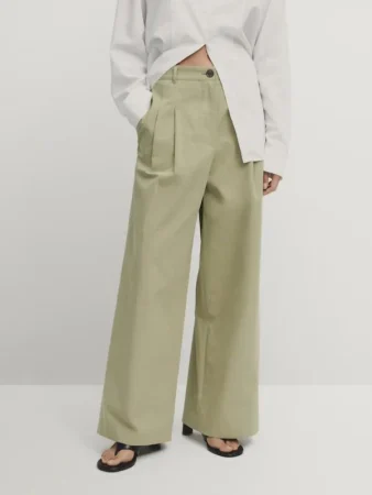 PANTALÓN TIRO MEDIO WIDE LEG TÉCNICO