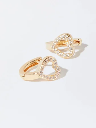 PENDIENTES DE ARO CORAZÓN CON CIRCONITAS