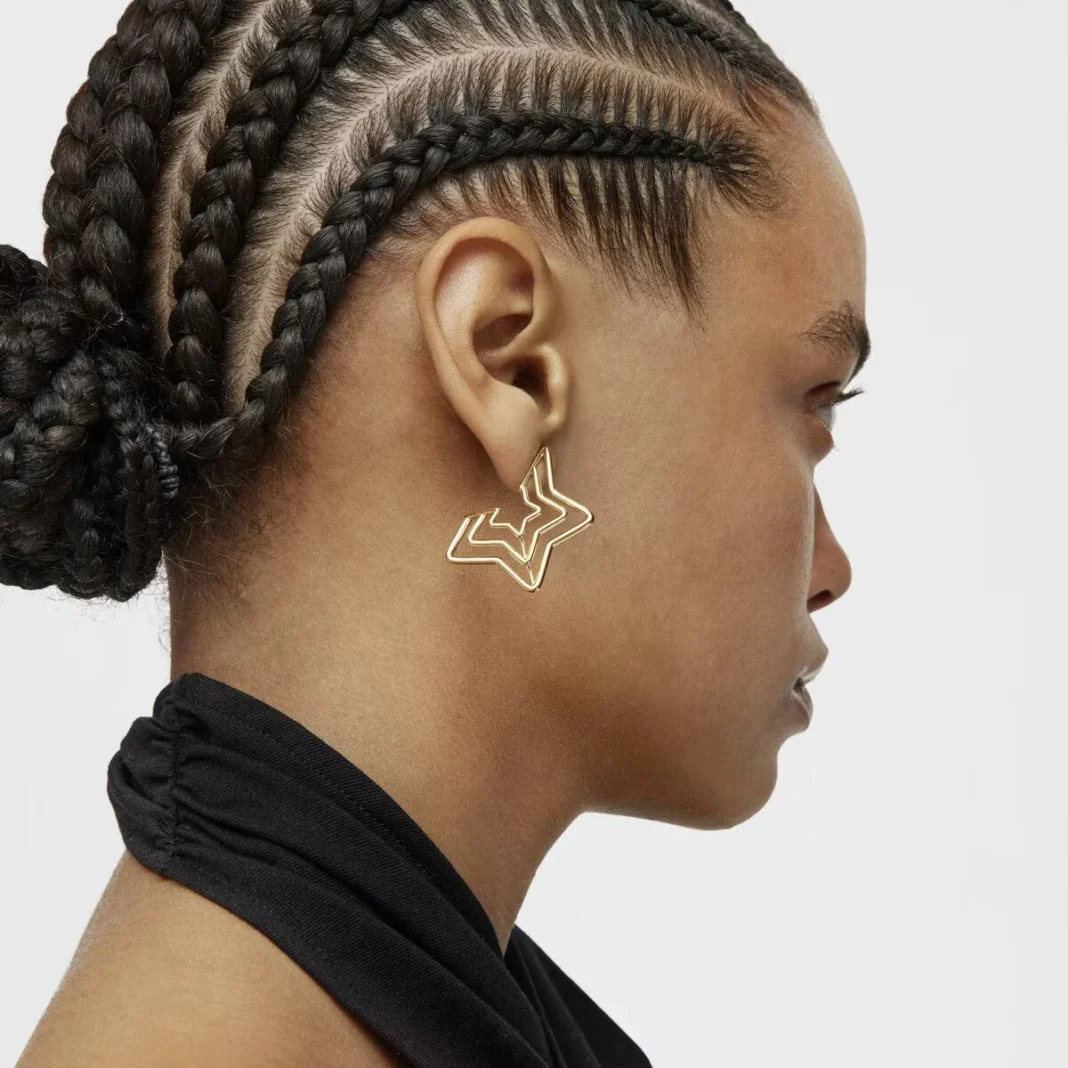 Pendientes triple estrella con baño de oro 18 kt sobre plata Bickie