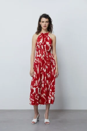 VESTIDO HALTER PLISADO