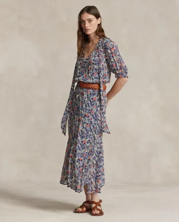 Polo Ralph Lauren. Vestido camisero largo con flores