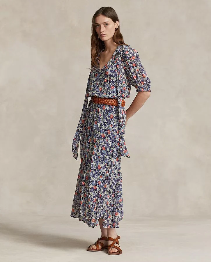 Polo Ralph Lauren. Vestido camisero largo con flores