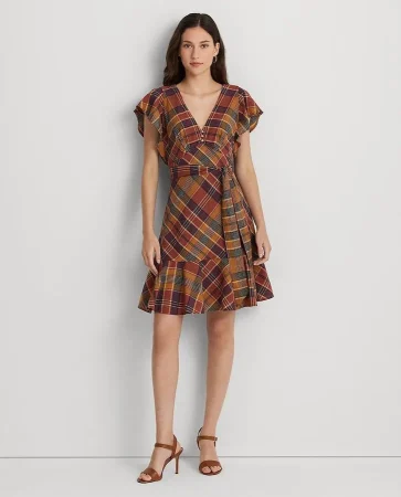 Lauren Ralph Lauren. Vestido corto de algodón de cuadros