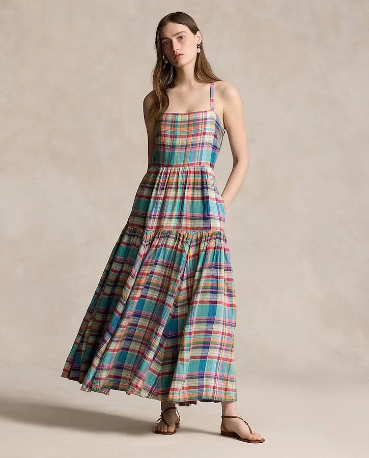 Polo Ralph Lauren. Vestido largo de tirantes con cuadros