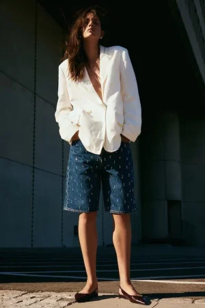 Bermudas denim con strass