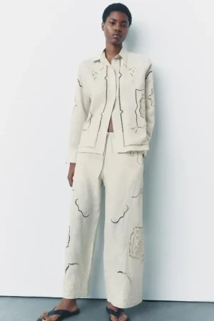 CONJUNTO CAMISA Y PANTALÓN BORDADOS ZW COLLECTION