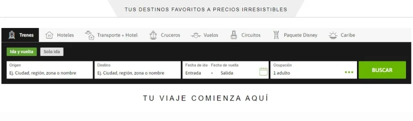 Captura de pantalla plataforma trenes VECI Merca2.es