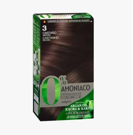 Coloración permanente 3 castaño oscuro Deliplus 0% amoníaco Colorcor