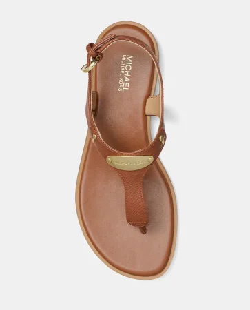 Sandalias planas Mallory de mujer con tira al dedo estampado de la marca y cierre de hebilla de Michael Michael Kors