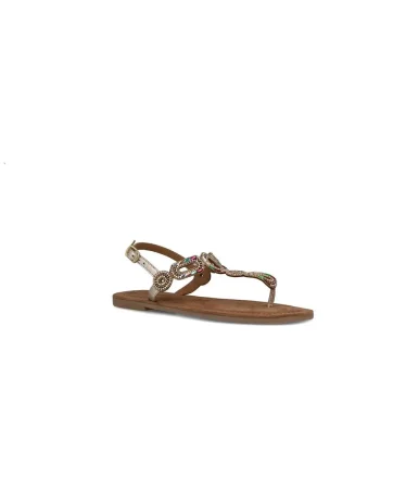 Sandalias planas de mujer de dedo con pedrería en la tira de Menbur