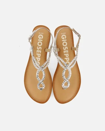Sandalias planas de mujer de piel de dedo trenzadas de Gioseppo