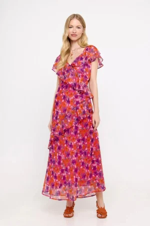 Vestido estampado volantes