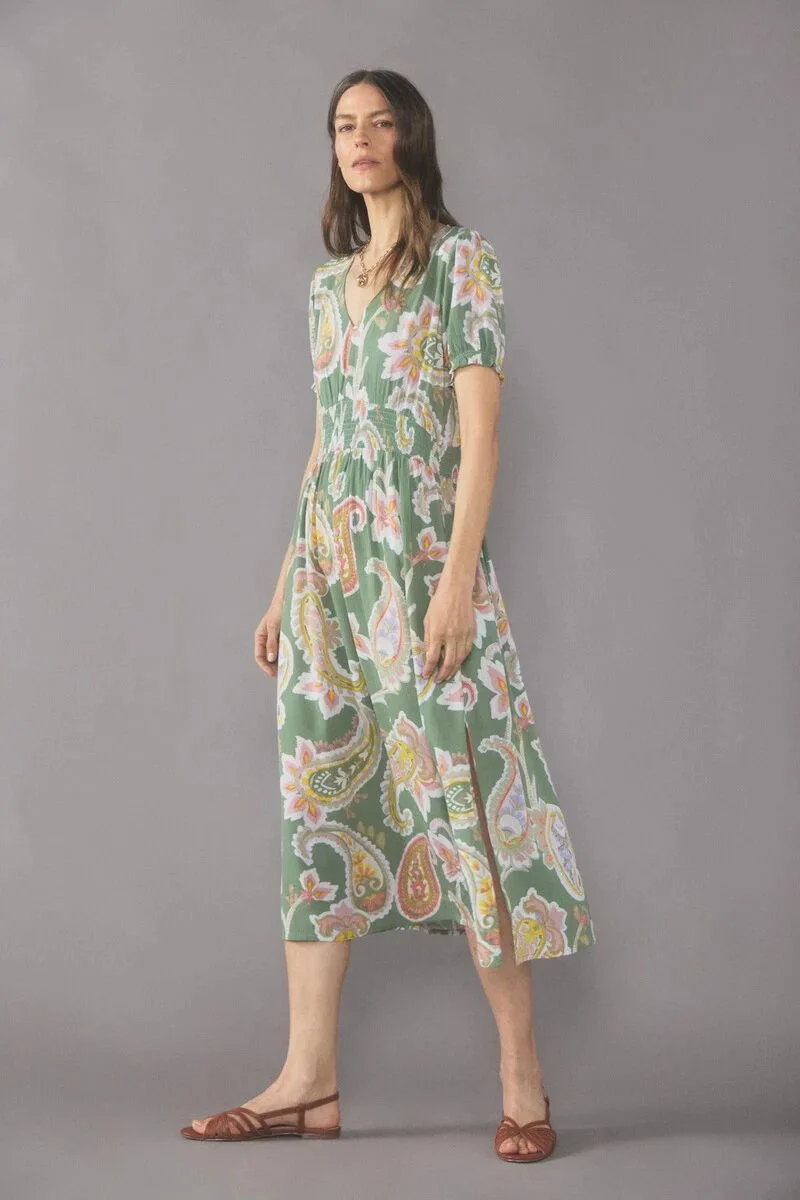 Vestido largo escote pico