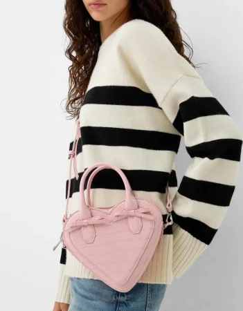 Bolso corazón grabado animal