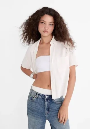 Camisa manga corta con lino