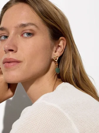 Pendientes Largos Corazón y Piedras