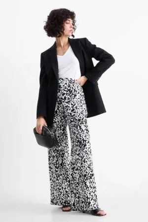 Pantalón de tela - high waist - wide leg - estampado