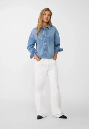 Sobrecamisa oversize denim tachas