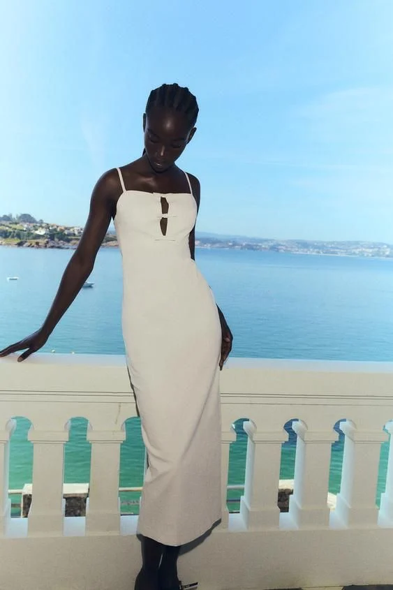 VESTIDO MIDI CUT OUT LAZOS