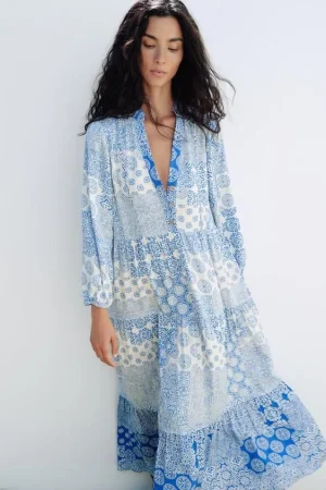 VESTIDO PANELES ESTAMPADO