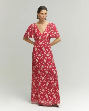 Vestido largo de manga corta