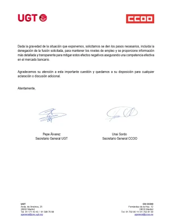 CC OO y UGT le hacen al Gobierno el 'trabajo sucio' de cara a evitar la fusión BBVA-Banco Sabadell 3 Merca2.es caRTA page 0003 Merca2.es