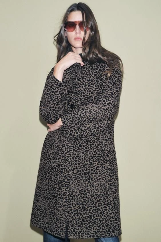 ABRIGO ESTAMPADO ANIMAL MEZCLA LANA ZW COLLECTION