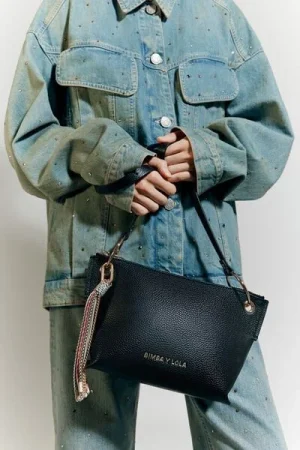 Bolso trapecio mediano piel negro