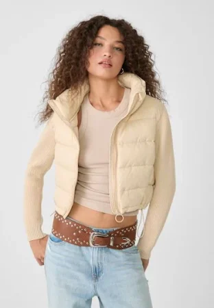 Cazadora acolchada mangas tricot