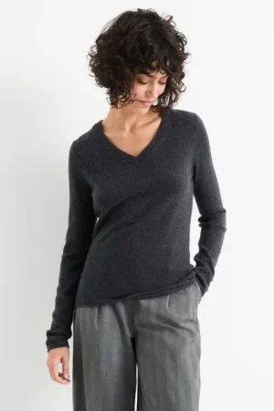 Jersey de cachemir con escote en pico