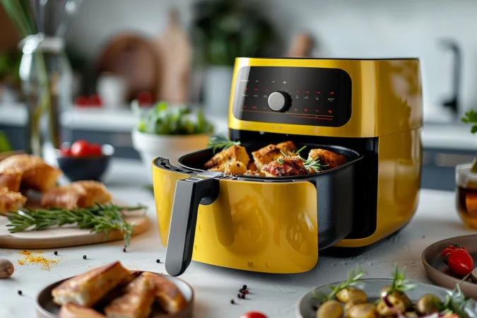 view modern hot air fryer with cooked food Merca2.es