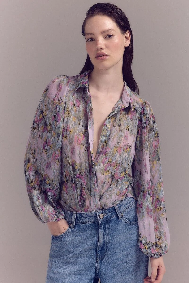 Camisa estampada canesú