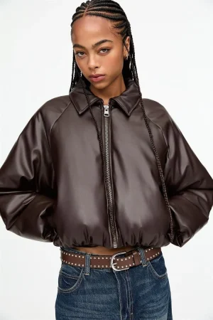 Chaqueta bomber efecto piel