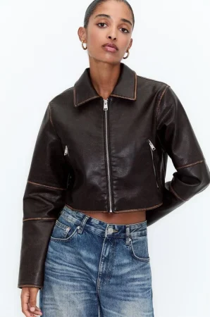 Chaqueta efecto piel