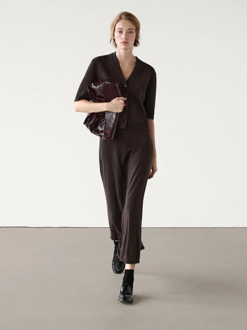 Falda larga evase 100% lana merino