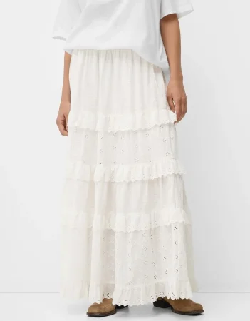 Falda midi rústica volantes