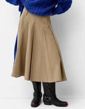 Falda midi tablas bolsillos