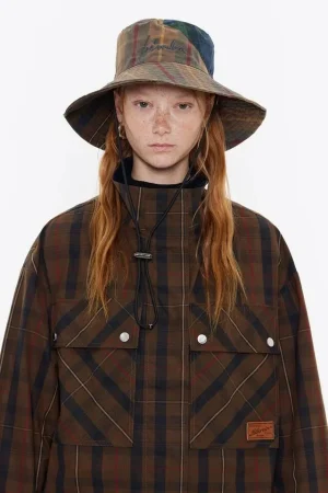 Gorro cuadros algodón azul