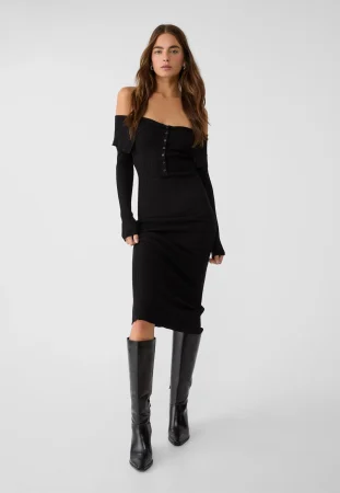 Vestido largo punto botones