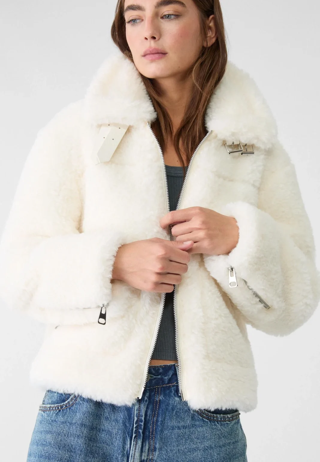 Cazadora aviador efecto borreguillo