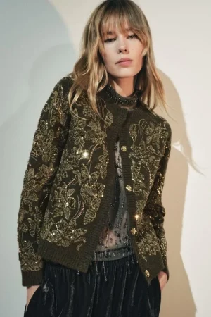 CHAQUETA COMBINADA PUNTO LENTEJUELAS